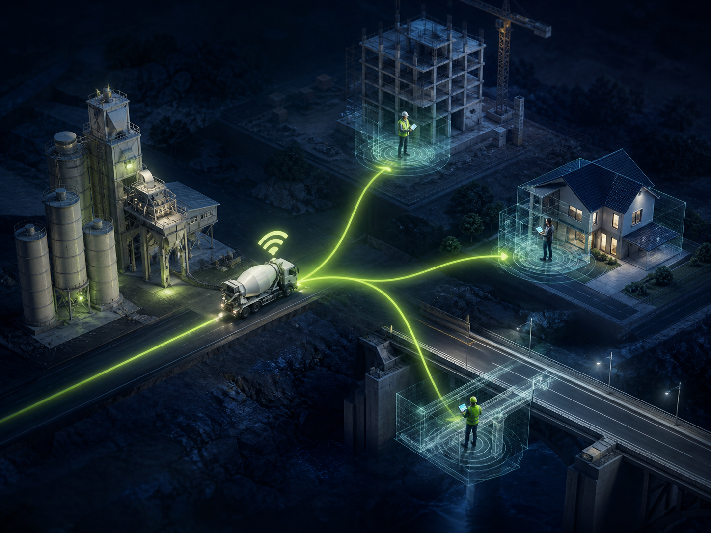 QTicket connects the concrete truck with contractors, homeowners, and highway projects in real time.